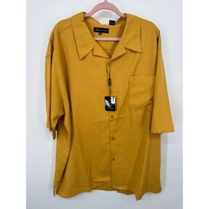 NWT Montique Casual Shirt Men's 3XL Gold Short Sleeves‎ Summer Classic Button-Up